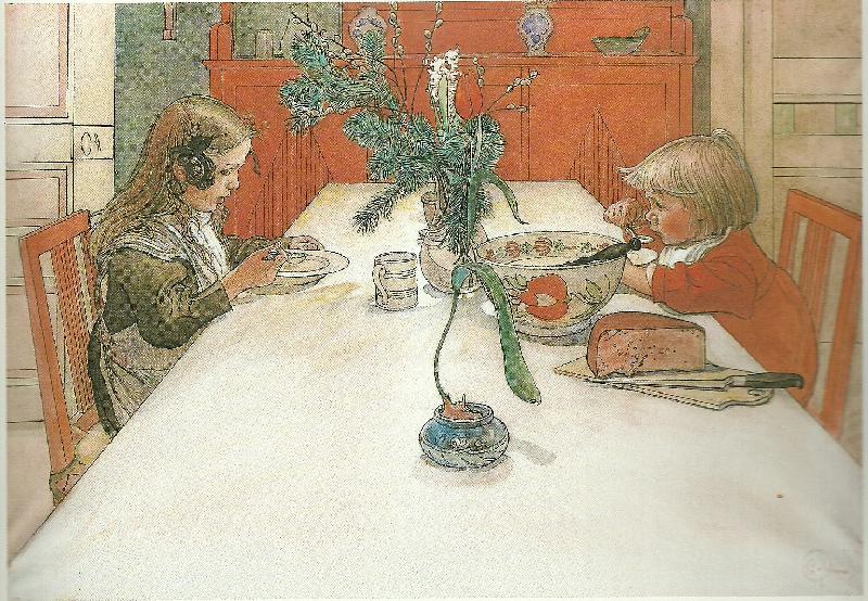 Carl Larsson aftonvarden oil painting image
